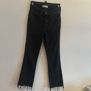 Madewell Black Flare Wide Leg Jeans with Raw Hem -Preloved